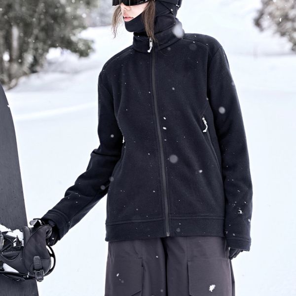 Unisex Polar Fleece Zip Up Mid Layer Jacket for Ski Outdoor