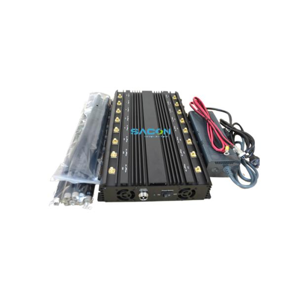 38W High Power Desktop Signal Jammer with 16 Bands Adjustable Frequency and 5 Cooling Fans
