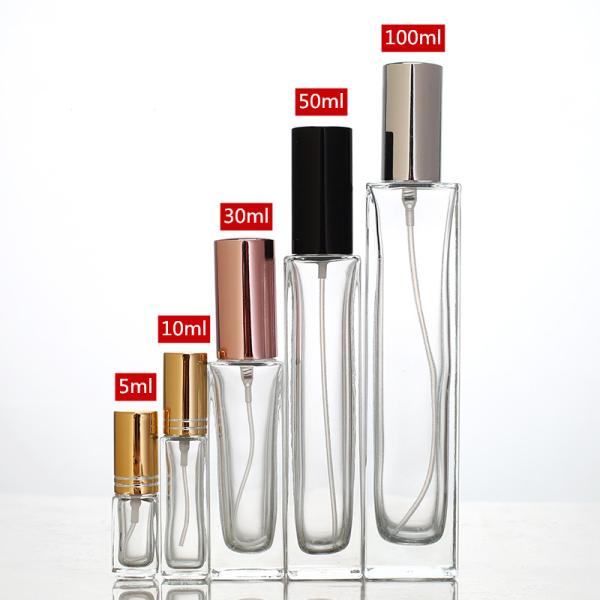 Clear Fancy Perfume Bottles , Square Shaped Empty Perfume Spray Bottles