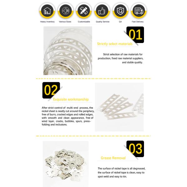 Battery 18650 21700 Connector Use Nickel Plated Solder Tabs Fused Nickel Sheet For Battery Pack