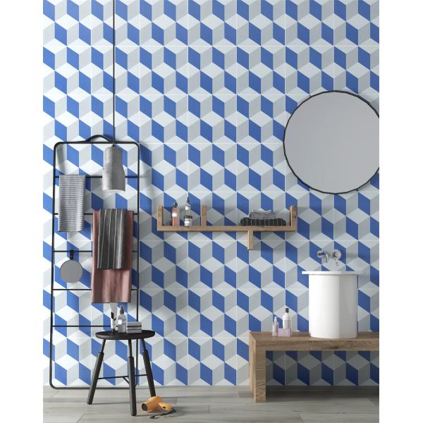 White and Blue Ceramic Rustic Tile 200x200mm for Indoor Floor