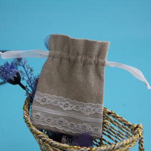 Buy cheap Personalized Gift Packaging Drawstring Bag With White Lace round bottom product