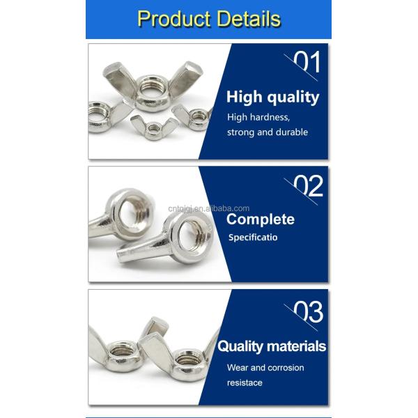 Metric Measurement System Stainless Steel SS304 316 Wing Horn Nuts M15-M45 for CNC Machining Mining Fasteners Customized Size