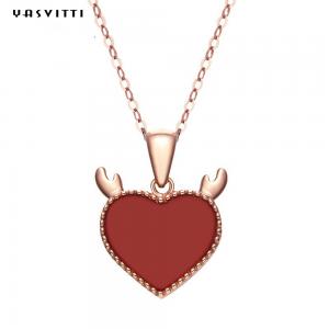 Buy cheap 3gram 15.7in Sterling Silver Heart Pendant Necklace Trendy Deer Antler Heart Necklace product