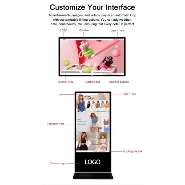 ZXT LCD Floor Standing Android Video LCD Advertising Player Equipment