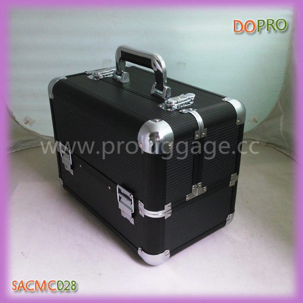 SACMC028 silver striped ABS leather cosmetic train case