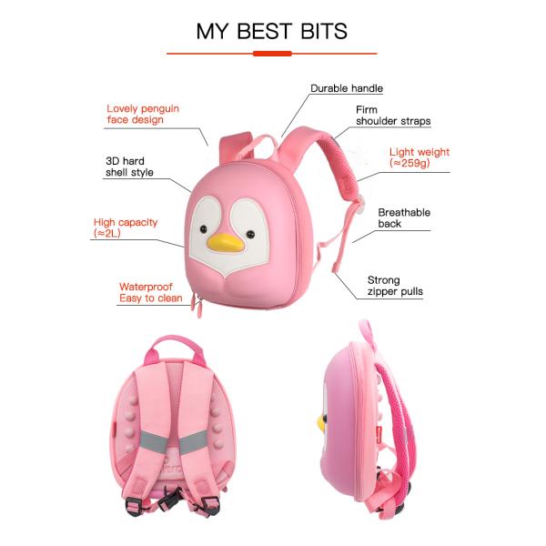 Anti Lost 3D Kids Penguin Backpack Customizable EVA Kids Hardshell Backpack