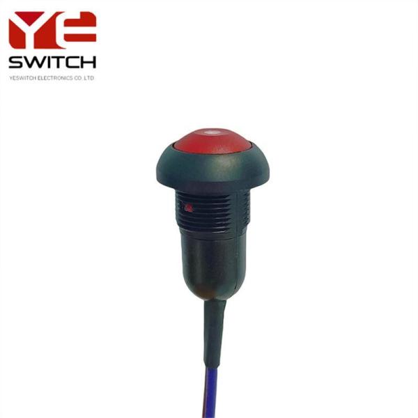 Water Resistant 12mm Momentary Button Mini Round Wired Round Push Button Switch