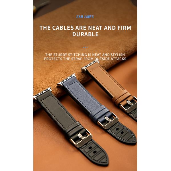 22mm Silicone Leather Watch Strap for iWatch Series 6 5 4 3 2 1 SE Luxury and Durable