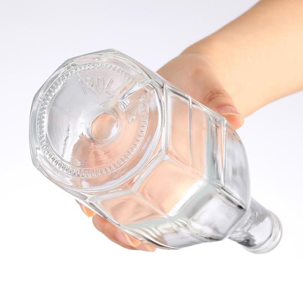 Octagonal Diamonds Glass Juice Bottle Customized Logo Beverage Clear Hot Stamping Welcom