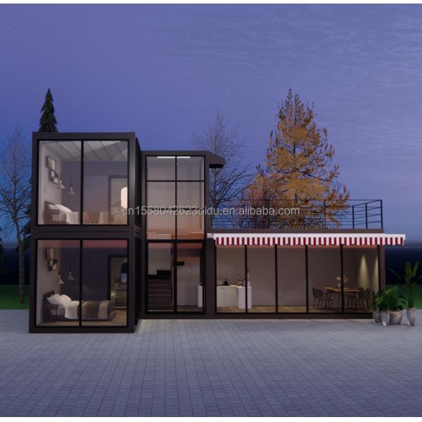 Galvanized Steel Square Tubes Main Structure Container Houses for Luxury Prefabricated Two-Bedroom Flat Pack Shipping