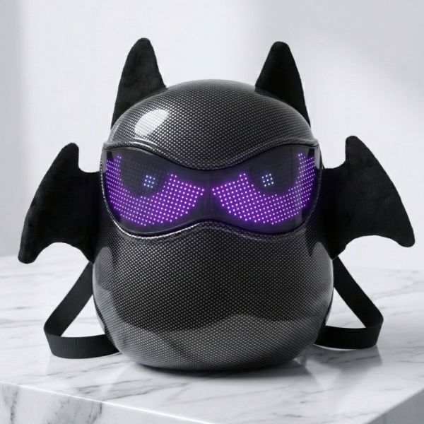 Programmable LED Display Bat Backpack, Carbon Fiber Hard Shell, Customizable