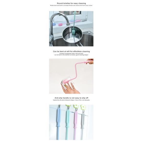 Bpa Free Multipurpose Silicone Dish Brush With Handle