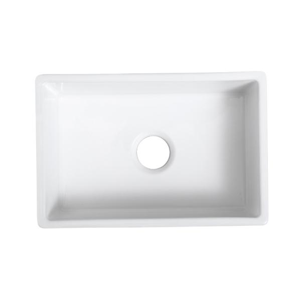 Rectangular White Ceramic 24 Inch Farmhouse Sink Single Bowl With Grid And Strainer