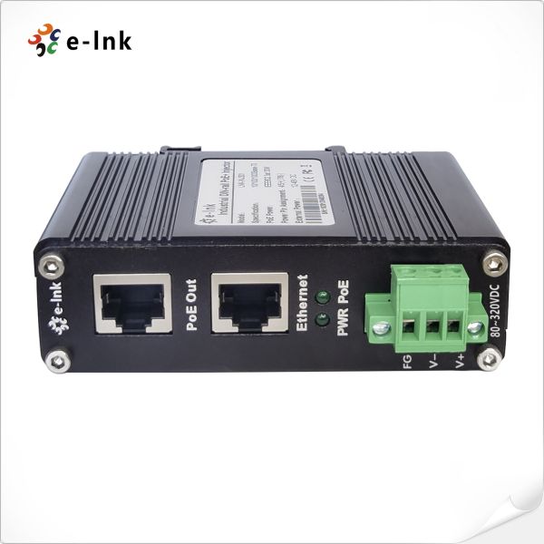 80~320vdc Power Input 36W Industrial Gigabit Poe Injector