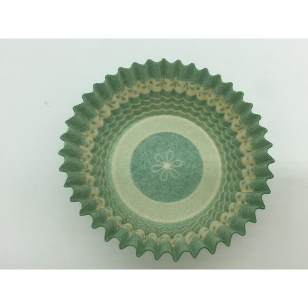 Biscuit Green Striped Cupcake Wrappers , Decorative Paper Cupcake Holders Baking Tool