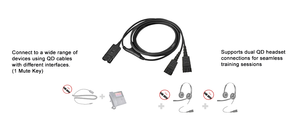 QD 3Y Training Cable with Mute Button for Call Centers