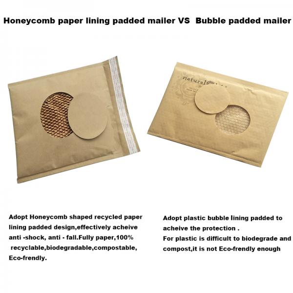 Fully Paper Custom Logo Mailing Bag Cellular Shaped Kraft Paper lining Padded Brown Envelope for shipping