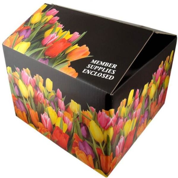 corrugated fruit packing box, kraft paper, gloss lamination, offset printing, foldable box,flower cone,flowral packaging