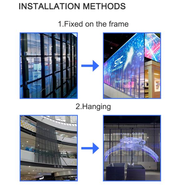 32768dots/Sqm Flexible Transparent LED Window Display Screen For Advertising