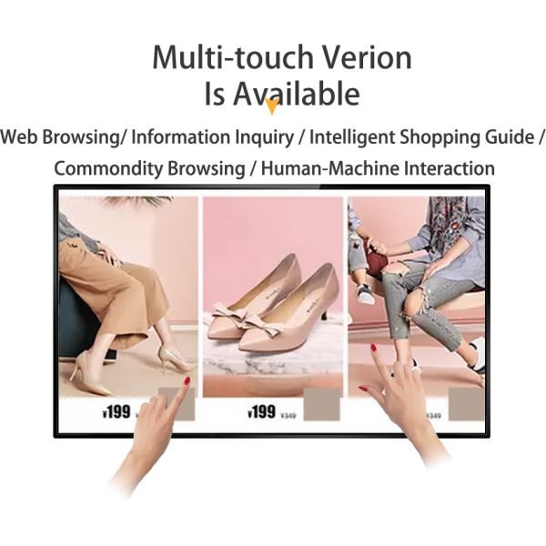 Customized 75 Inch Wall Mounted Narrow Frame LCD Display Kiosk for Shopping Malls Retail Stores and Elevators