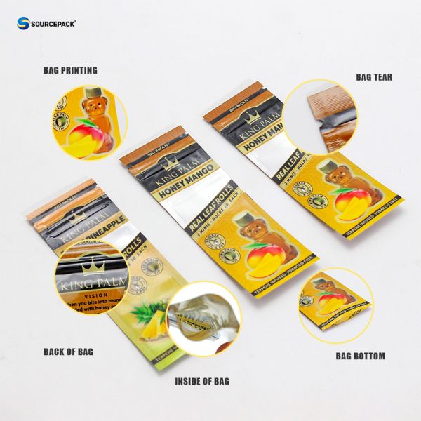 Mould Proof Custom Three side sealed Weed Cigar Packaging with UV Protection zipper