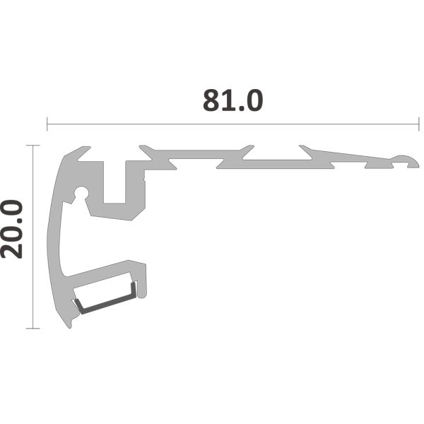 8mm Width PC PMMA LED Aluminium Extrusion Profiles 6063 T5 With PC Diffuser Cover