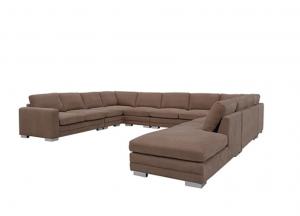 China Brown Corduroy Couch With Chaise Metal Legs 8 Piece Modular Sofa on sale