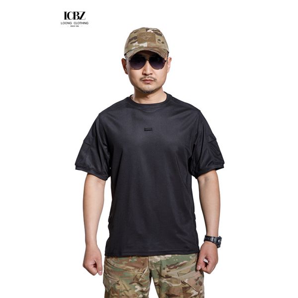 Woodland Camouflage Active Training T-Shirts for Men Custom Logo Quick Dry Material