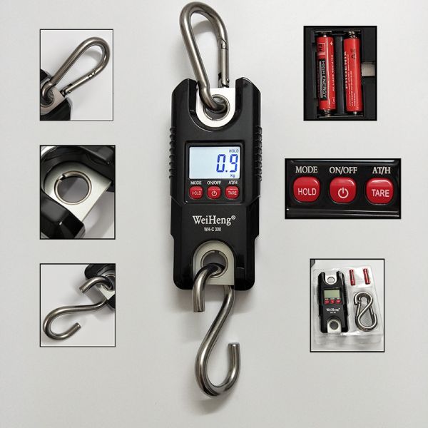 Mini Digital Crane Scale 300 KG Industrial Hook Weighing Scale with LCD/LED Display 10G Accuracy ABS Material OEM Customizable