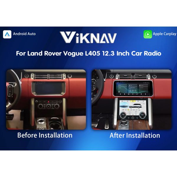 Viknav 12.3 Inch Touch Screen Car Radio And AC For Land Rover Range Rover Vogue L405 2013-2017 Multimedia Player GPS Navigation Head Unit (Red All)