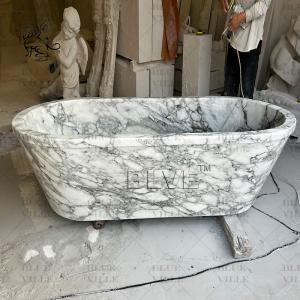 White Arabescato Marble Bathtub Natural Stone Bathtubs Bathroom Tub Freestanding