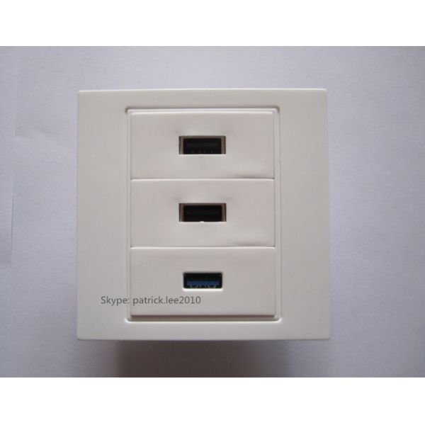 Best Quality Wall Socket White USB 3.0 + USB 2.0+ USB 2.0 Female To Female Plug Outlet