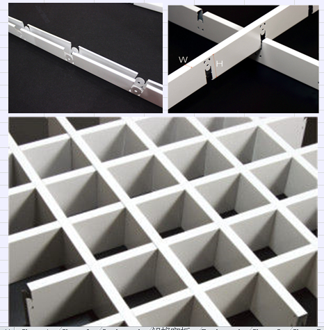 open cell Rectangle Metal Grid Ceiling Lightweight For decorative Suspended Ceiling