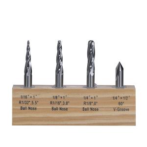 China 4Pc 1/4 3D Carving Bit Solid Carbide Drill Bits For Hardened Steel on sale