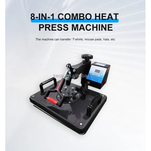 KECAI 8 in 1 Combo Multifunction Heat Press Machine for Printing Machine T-Shirt Hat Mug Plate New Condition