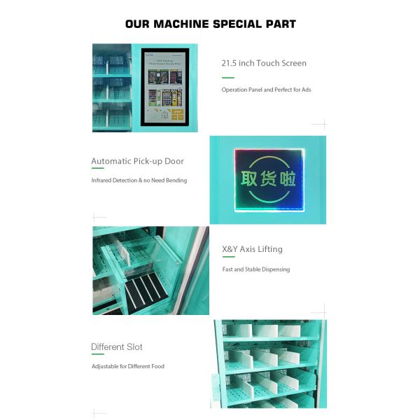 Commercial 24 Hours Self XY Lift Mini Steel Frame Cold Drink Touch Screen Cake Vending Machine