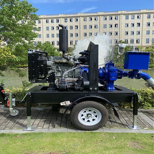 Mobile Water Pump Easy To Move Dry Priming Pump 6 Inches Diesel Water Pumps For Irrigation
