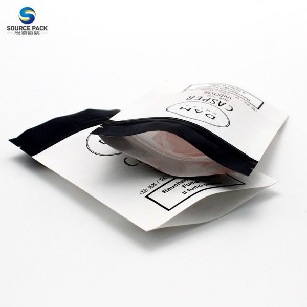 White Kraft Paper Weed Packaging Bag Stand Up Pouch Zipper With Window