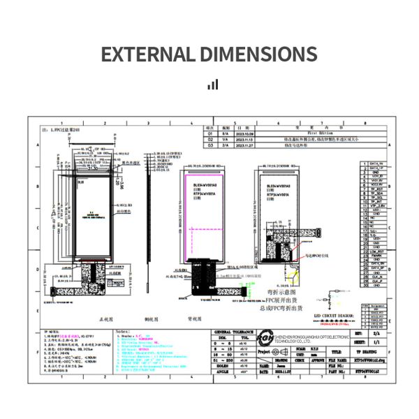 412x960 TFT Touch Display LCD Display Model IPS Industrial Screen 3.4 Inch