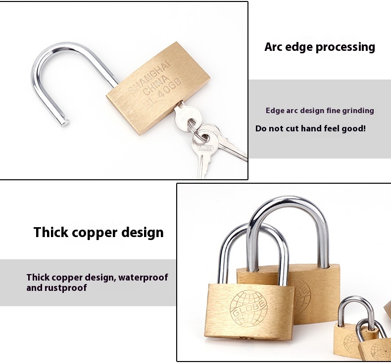 Modern Designed Earth Copper Lock Cross-Shaped Long Padlock for Dining Outdoor Student Desk School Dormitory Cabinet Living Room