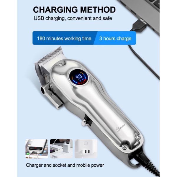 100% Waterproof Cordless Pro Home Barber Kit LED Display for Men