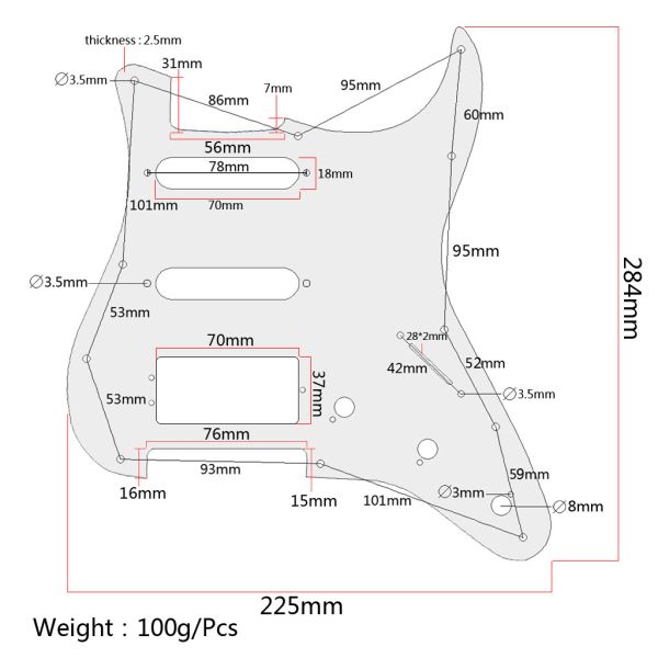 3Ply SSH Style Guitar Pickguard 11 Holes Scratch Plate For ST Style Electric Guitar Accessories Parts