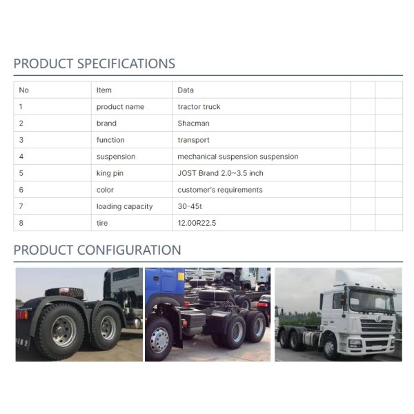 Shacman F3000 6*4 Tractor Trucks For Heavy-Duty Commercial Vehicles