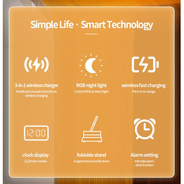 Multifunctional Qi Wireless Charger Dock Stand CE certified With Clock