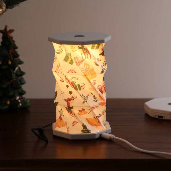 Portable Paper Spinning Lamp Night Light Christmas Clip On Folding Lantern