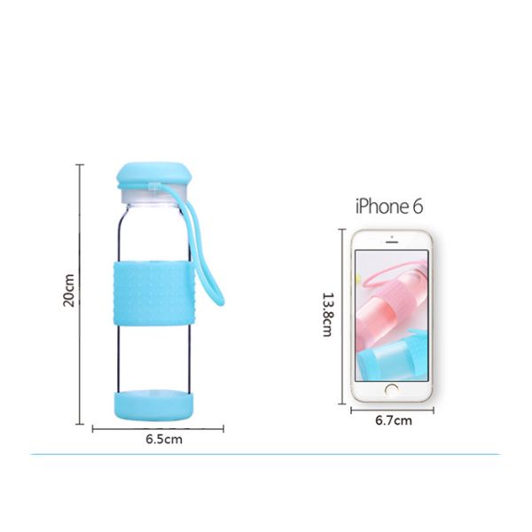 Round Glass Drinking Bottle With Silicone Sleeve Heat Resistant Feature
