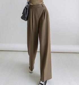 China Oem Clothing Manufacturer Ladies Loose Trousers Straight Leg Wide Leg Pants on sale