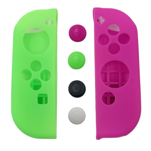 Protective Shock Proof HOXC Silicone Mixed Colors Compatible Protective Case for OLED Switch and Joy-Con Controller with 13 Thumbstick Covers