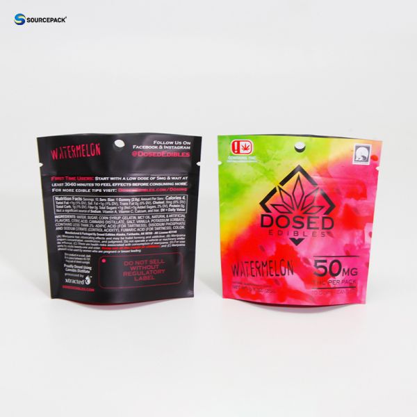 Customized Pantone Color Weed packaging bag With Uv Spot Logo And Glossy Surface